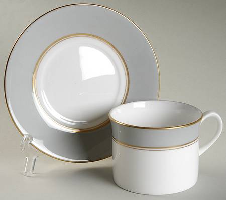 Ventura Grey Flat Cup & Saucer Set