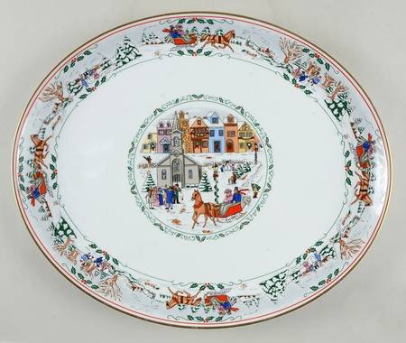 Village Christmas 15" Oval Serving Platter