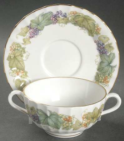 Vine Harvest Flat Cream Soup Bowl & Saucer Set