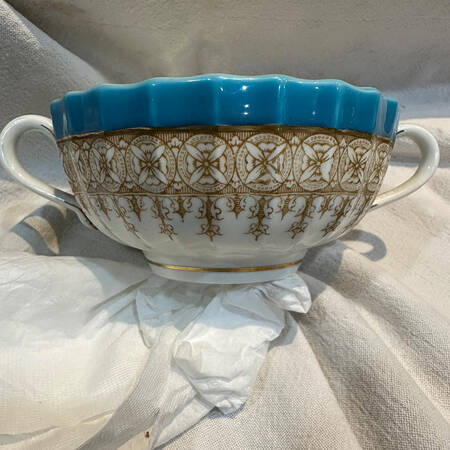 W1960 Turquoise Cream Soup Bowl