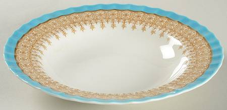 W1960 Turquoise Rim Soup Bowl