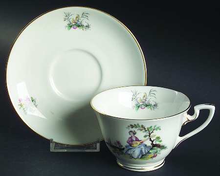 Watteau Footed Cup & Saucer Set