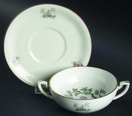 Watteau Flat Cream Soup Bowl & Saucer Set
