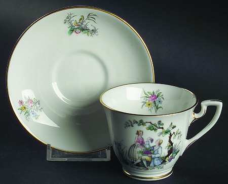 Watteau Footed Demitasse Cup & Saucer Set