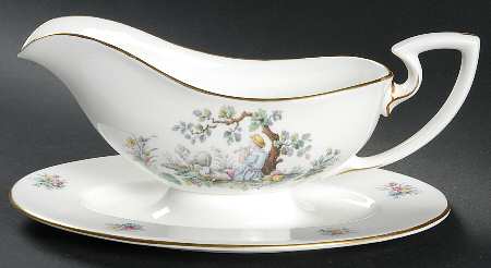 Watteau Gravy Boat with Attached Underplate