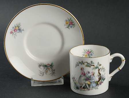 Watteau Flat Demitasse Cup & Saucer Set