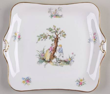 Watteau Square Handled Cake Plate