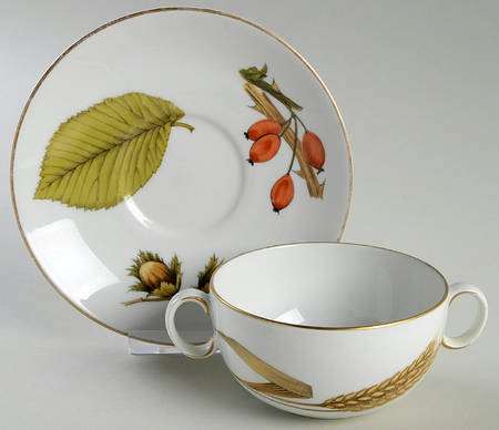 Wild Harvest (Gold Trim) Flat Cream Soup Bowl & Saucer Set