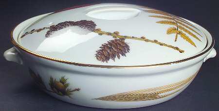 Wild Harvest (Gold Trim) 8" Round Entree Dish & Lid
