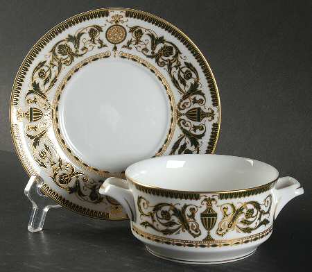 Windsor (Newer, Gold Trim) Flat Cream Soup Bowl & Saucer Set