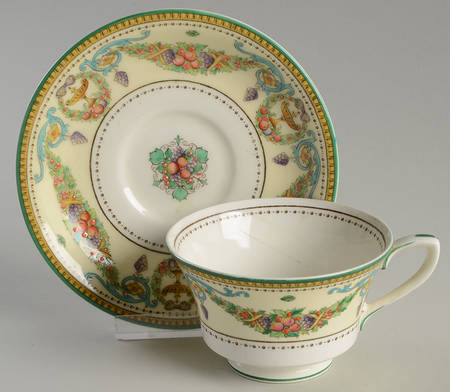 Windsor (Older, Green Trim) Footed Cup & Saucer Set