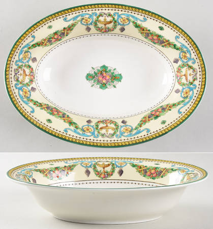 Windsor (Older, Green Trim) 9" Oval Vegetable Bowl