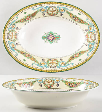 Windsor (Older, Green Trim) 10" Oval Vegetable Bowl