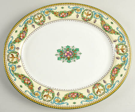 Windsor (Older, Green Trim) 15" Oval Serving Platter