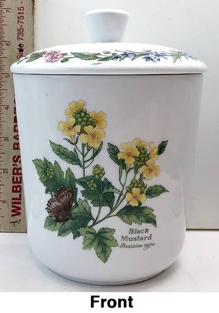 Worcester Herbs (Green Trim) Small Canister & Lid