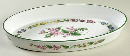 Worcester Herbs (Green Trim) 17" Oval Fish Plate