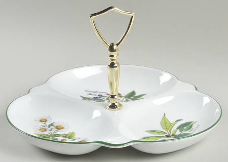 Worcester Herbs (Green Trim) 3-Part Relish with Center Metal Handle