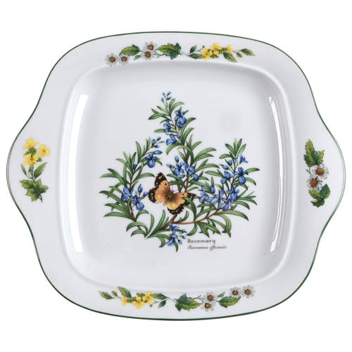 Worcester Herbs (Green Trim) Square Handled Cake Plate