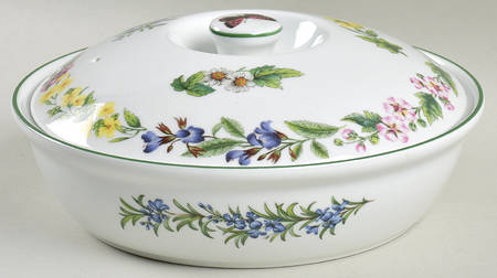 Worcester Herbs (Green Trim) Medium Round Entree Dish & Lid