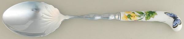 Worcester Herbs (Green Trim) Salad Serving Spoon with Stainless Bowl