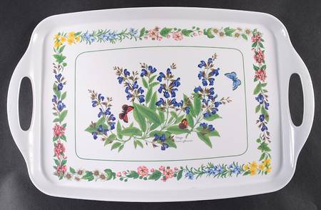Worcester Herbs (Green Trim) 19" Rectangular Handled Serving Melamine Tray