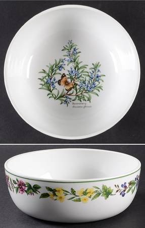 Worcester Herbs (Green Trim) 8" Salad Serving Bowl
