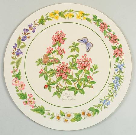 Worcester Herbs (Green Trim) Round Cork Back Trivet