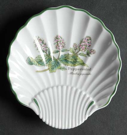 Worcester Herbs (Green Trim) Small Shell Shaped Dish