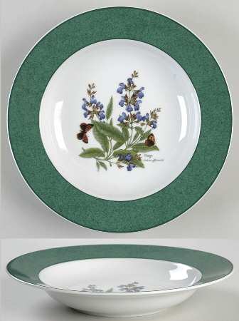 Worcester Herbs (Green Trim) Large Rim Accent Soup Bowl