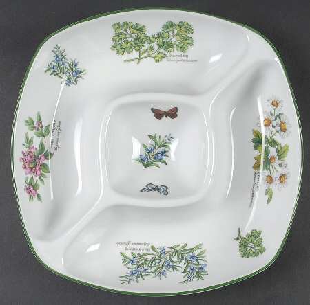 Worcester Herbs (Green Trim) 1-Piece Square Crudite