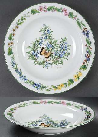 Worcester Herbs (Green Trim) Large Rim Soup Bowl