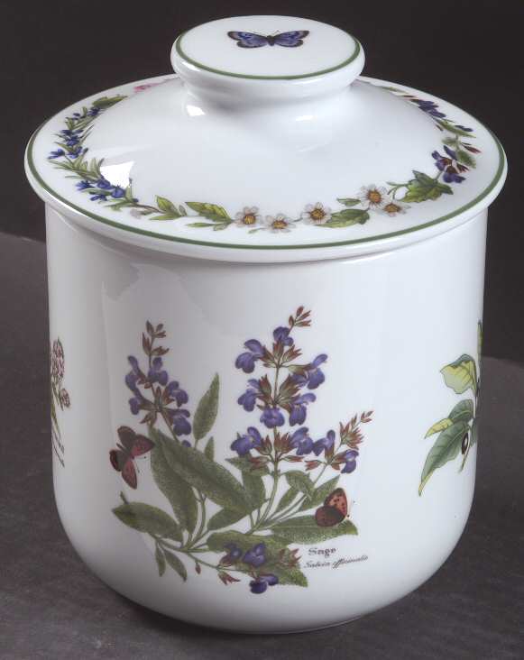 Worcester Herbs (Green Trim) Medium Canister & Lid