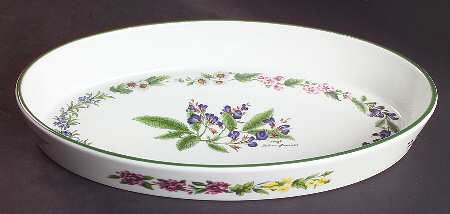 Worcester Herbs (Green Trim) 12'' Oval Baker