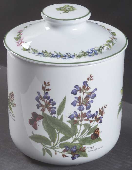 Worcester Herbs (Green Trim) Large Canister & Lid