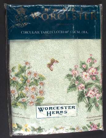 Worcester Herbs (Green Trim) 68" Round Tablecloth