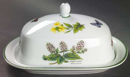 Worcester Herbs (Green Trim) Rectangular Covered Butter