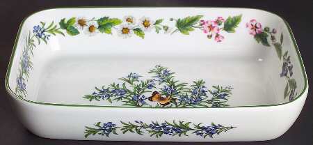 Worcester Herbs (Green Trim) Rectangular Buffet Dish