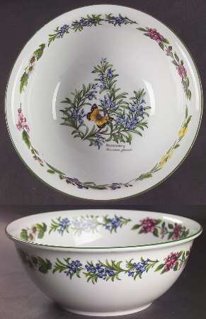 Worcester Herbs (Green Trim) 8" Round Vegetable Bowl