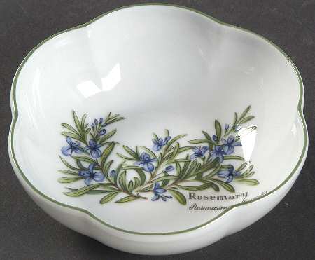 Worcester Herbs (Green Trim) Round Dish/Scalloped-Small