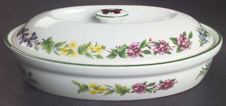 Worcester Herbs (Green Trim) Large Oval Entree Dish & Lid