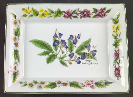 Worcester Herbs (Green Trim) Rectangular Tray