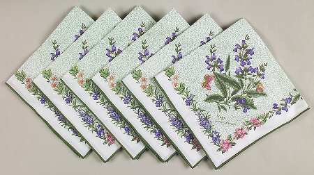 Worcester Herbs (Green Trim) Cloth Napkin - Set of 6