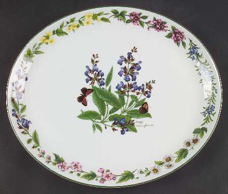 Worcester Herbs (Green Trim) 13" Oval Serving Platter