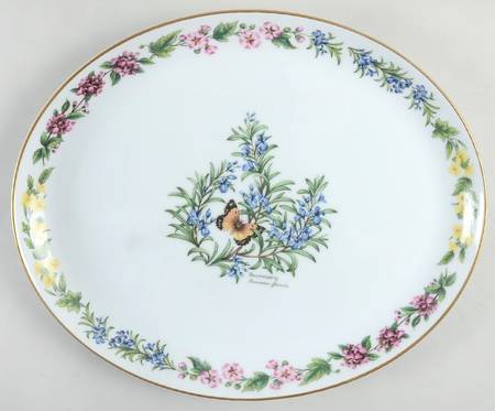 Worcester Herbs (Gold Trim) 14" Oval Serving Platter