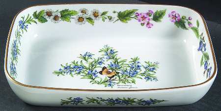 Worcester Herbs (Gold Trim) 10" Rectangular Baker
