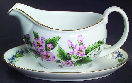 Worcester Herbs (Gold Trim) Gravy Boat & Underplate