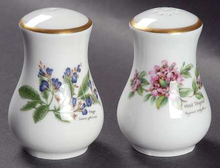 Worcester Herbs (Gold Trim) Salt & Pepper Set