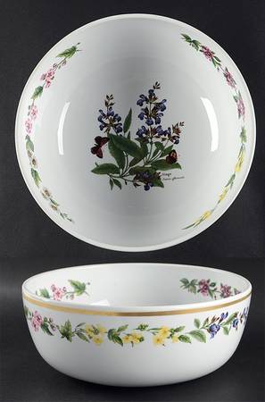 Worcester Herbs (Gold Trim) 10" Large Salad Serving Bowl