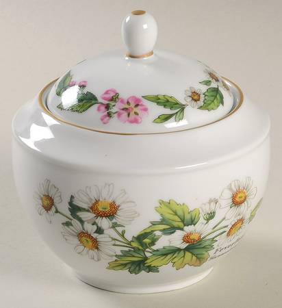 Worcester Herbs (Gold Trim) Sugar Bowl & Lid
