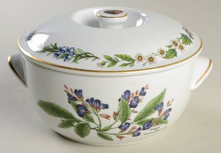 Worcester Herbs (Gold Trim) 1 Qt Round Covered Casserole